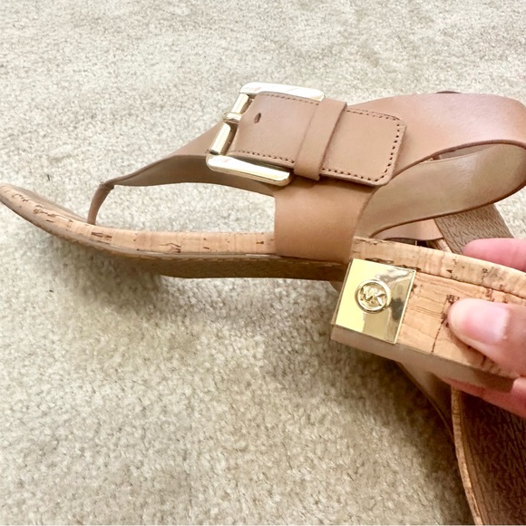 Michael Kors Natural Leather Cork London Thong Block Heel Sandal - 9 - Picture 6 of 8